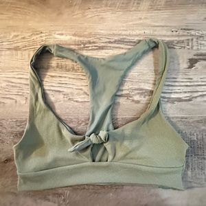 L space bathing suit top, olive green, large, worn once